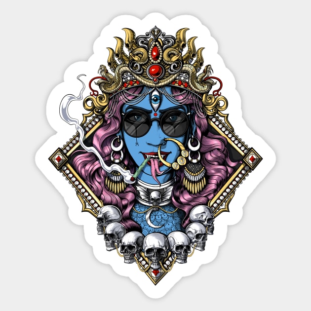 Hippie Hindu Goddess Kali Sticker by underheaven